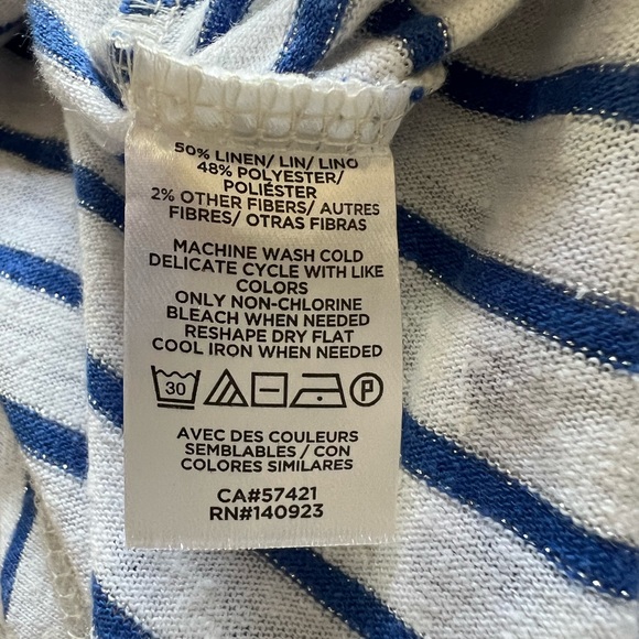 LOFT White and Blue V Neck Swing Tank - Picture 4 of 5